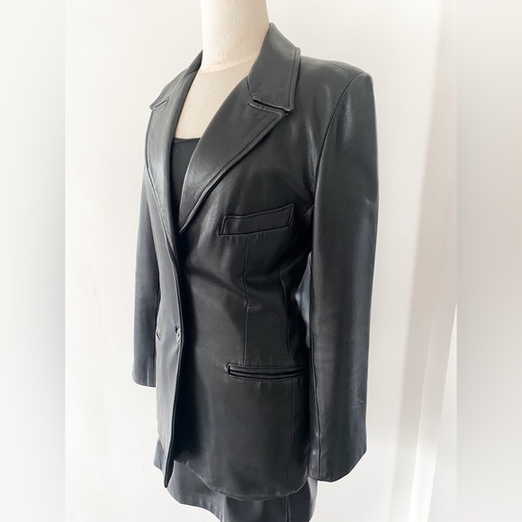 Vintage Andasimo Genuine Black Leather Blazer – Size 6 - Picture 2 of 9